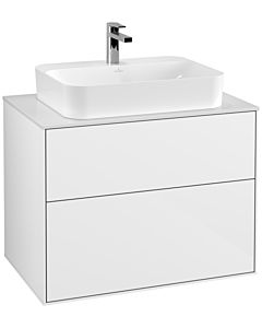 Villeroy und Boch Finion Waschtischunterschrank G34100GF 80x60,3cm, Emotion, Abdeckplatte white matt, Glossy white lacquer
