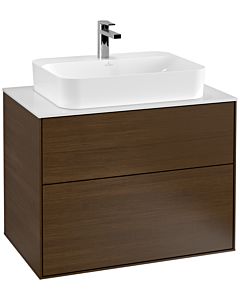 Villeroy und Boch Finion Waschtischunterschrank G34100GN 80x60,3cm, Emotion, Abdeckplatte white matt, Walnut veneer