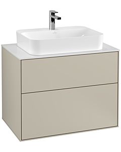 Villeroy und Boch Finion Waschtischunterschrank G34100HH 80x60,3cm, Emotion, Abdeckplatte white matt, Sand Matt Lacquer
