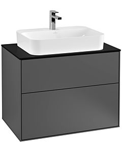 Villeroy und Boch Finion Waschtischunterschrank G34200GK 80x60,3cm, Emotion, Abdeckplatte black matt, Anthracite matt