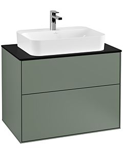 Villeroy und Boch Finion Waschtischunterschrank G34200GM 80x60,3cm, Emotion, Abdeckplatte black matt, Olive Matt Lacquer