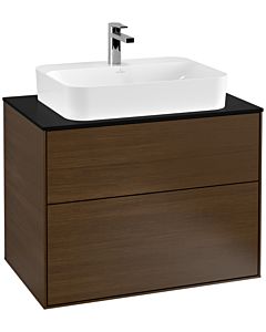 Villeroy und Boch Finion Waschtischunterschrank G34200GN 80x60,3cm, Emotion, Abdeckplatte black matt, Walnut veneer