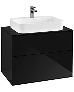 Villeroy und Boch Finion Waschtischunterschrank G34200PH 80x60,3cm, Emotion, Abdeckplatte black matt, Glossy Black Lacquer