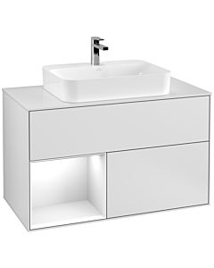 Villeroy und Boch Finion Villeroy und Boch Finion G361GFMT 100cm, cover plate white matt, Emotion, shelf left Glossy white lacquer, white matt lacquer