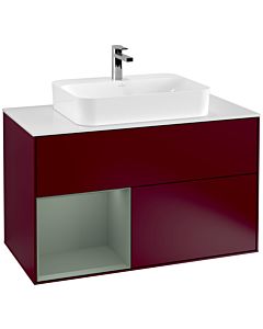 Villeroy und Boch Finion Villeroy und Boch Finion G361GMHB 100cm, cover plate white matt, Emotion, shelf left Olive Matt Lacquer , Peony Matt