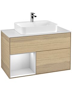 Villeroy und Boch Finion Villeroy und Boch Finion G361MTPC 100cm, cover plate white matt, Emotion, shelf left white matt lacquer, Oak Veneer