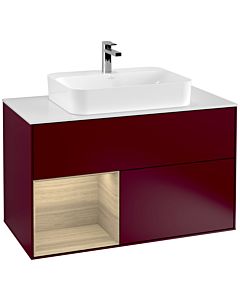 Villeroy und Boch Finion Villeroy und Boch G361PCHB 100cm, plaque de finition blanc mat, émotion, étagère à gauche Oak Veneer , Peony Matt