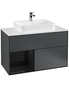 Villeroy und Boch Finion Villeroy und Boch Finion G361PHHG 100cm, cover plate white matt, Emotion, shelf left Glossy Black Lacquer , Midnight Blue Matt Lacquer