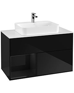 Villeroy und Boch Finion Villeroy und Boch Finion G361PHPH 100cm, cover plate white matt, Emotion, shelf left Glossy Black Lacquer , Glossy Black Lacquer