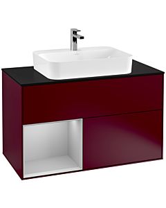 Villeroy und Boch Finion Villeroy und Boch Finion G362GJHB 100cm, cover plate black matt, Emotion, shelf left light gray matt, Peony Matt