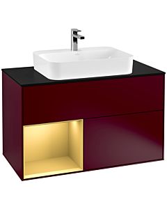 Villeroy und Boch Finion Villeroy und Boch Finion G362HFHB 100cm, cover plate black matt, Emotion, shelf left gold matt, Peony Matt