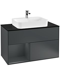 Villeroy und Boch Finion Villeroy und Boch Finion G362HGHG 100cm, cover plate black matt, Emotion, shelf left Midnight Blue Matt Lacquer , Midnight Blue Matt Lacquer