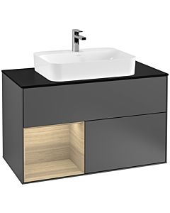 Villeroy und Boch Finion Villeroy und Boch Finion G362PCGK 100cm, cover plate black matt, Emotion, shelf left Oak Veneer , anthracite matt