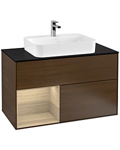 Villeroy und Boch Finion Villeroy und Boch G362PCGN 100cm, plaque de finition noir mat, émotion, étagère à gauche Oak Veneer , placage Oak Veneer