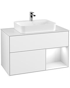 Villeroy und Boch Finion Villeroy und Boch Finion G371GFGF 100cm, cover plate white matt, Emotion, shelf on the right Glossy white lacquer, Glossy white lacquer