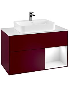 Villeroy und Boch Finion Waschtischunterschrank G371GFHB 100cm, Abdeckplatte white matt, Emotion, Regal rechts Glossy white lacquer, Peony Matt