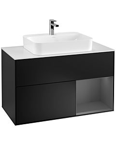 Villeroy und Boch Finion Villeroy und Boch Finion G371GKPD 100cm, cover plate white matt, Emotion, shelf on the right anthracite matt, black matt lacquer