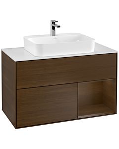 Villeroy und Boch Finion Villeroy und Boch Finion G371GNGN 100cm, cover plate white matt, Emotion, shelf on the right Walnut veneer, Walnut veneer