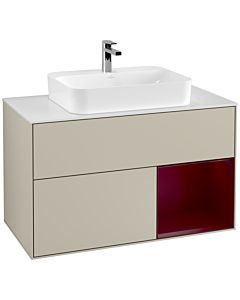 Villeroy und Boch Finion Villeroy und Boch G371HBHH 100cm, plaque de finition blanc mat, émotion, étagère à droite Peony , Sand Matt Lacquer