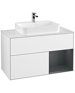 Villeroy und Boch Finion Villeroy und Boch Finion G371HGGF 100cm, cover plate white matt, Emotion, shelf on the right Midnight Blue Matt Lacquer , glossy white lacquer