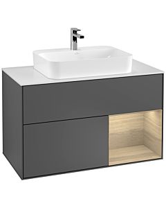 Villeroy und Boch Finion Villeroy und Boch Finion G371PCGK 100cm, cover plate white matt, Emotion, shelf right Oak Veneer , anthracite matt