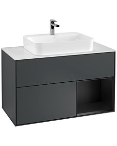 Villeroy und Boch Finion Villeroy und Boch Finion G371PDHG 100cm, cover plate white matt, Emotion, shelf on the right black matt lacquer, midnight Blue Matt Lacquer