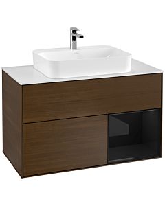 Villeroy und Boch Finion Villeroy und Boch G371PHGN 100cm, plaque de finition blanc mat, émotion, étagère à droite Glossy Black Lacquer , placage Glossy Black Lacquer