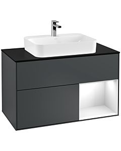 Villeroy und Boch Finion Villeroy und Boch Finion G372GFHG 100cm, cover plate black matt, Emotion, shelf on the right Glossy white lacquer, Midnight Blue Matt Lacquer