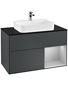 Villeroy und Boch Finion Villeroy und Boch Finion G372GJHG 100cm, cover plate black matt, Emotion, shelf on the right light gray matt, midnight Blue Matt Lacquer