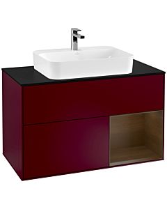 Villeroy und Boch Finion Villeroy und Boch Finion G372GNHB 100cm, cover plate black matt, Emotion, shelf on the right Peony Matt veneer, Peony Matt