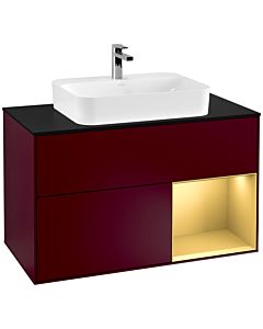 Villeroy und Boch Finion Villeroy und Boch Finion G372HFHB 100cm, cover plate matt black, Emotion, shelf on the right matt gold, Peony Matt