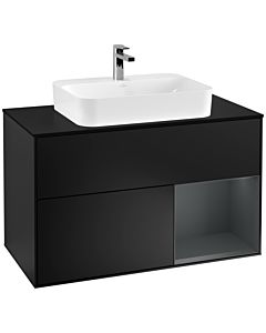 Villeroy und Boch Finion Villeroy und Boch G372HGPD 100cm, couvercle noir mat, Emotion, étagère à droite Midnight Blue Matt Lacquer , laqué noir mat