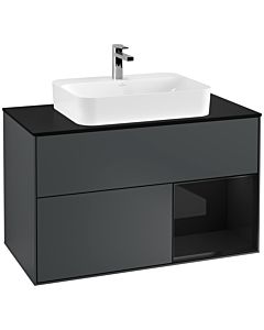 Villeroy und Boch Finion Villeroy und Boch Finion G372PHHG 100cm, cover plate black matt, Emotion, shelf on the right Glossy Black Lacquer , midnight Blue Matt Lacquer