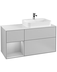 Villeroy und Boch Finion Waschtischunterschrank G391GJGJ 120cm, Abdeckplatte white matt, Emotion, Regal links Light grey matt, Light grey matt