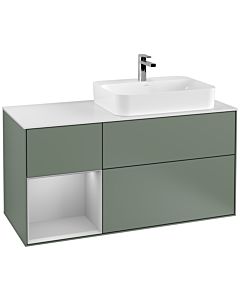 Villeroy und Boch Finion Villeroy und Boch Finion G391GJGM 120cm, cover plate white matt, Emotion, shelf left light gray matt, Olive Matt Lacquer