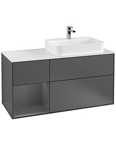 Villeroy und Boch Finion Waschtischunterschrank G391GKGK 120cm, Abdeckplatte white matt, Emotion, Regal links Anthracite matt, Anthracite matt