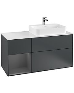 Villeroy und Boch Finion Villeroy und Boch G391GKHG 120cm, plaque de recouvrement blanc mat, Emotion, étagère gauche Anthracite mat, Midnight Blue Matt Lacquer