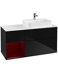 Villeroy und Boch Finion Villeroy und Boch Finion G391HBPH 120cm, cover plate white matt, Emotion, shelf left Peony , Glossy Black Lacquer