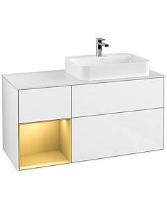 Villeroy und Boch Finion Villeroy und Boch Finion G391HFGF 120cm, cover plate white matt, Emotion, shelf left gold matt, glossy white lacquer