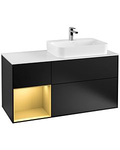 Villeroy und Boch Finion Villeroy und Boch Finion G391HFPD 120cm, cover plate white matt, Emotion, shelf left gold matt, black matt lacquer