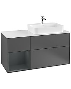 Villeroy und Boch Finion Villeroy und Boch G391HGGK 120cm, plaque de finition blanc mat, Emotion, étagère à gauche Midnight Blue Matt Lacquer , anthracite mat