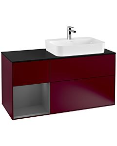 Villeroy und Boch Finion Villeroy und Boch Finion G392GKHB 120cm, cover plate black matt, Emotion, shelf left anthracite matt, Peony Matt