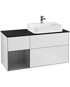 Villeroy und Boch Finion Villeroy und Boch Finion G392GKMT 120cm, cover plate black matt, Emotion, shelf left anthracite matt, white matt lacquer