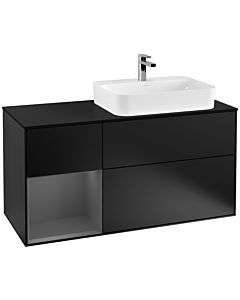 Villeroy und Boch Finion Villeroy und Boch Finion G392GKPD 120cm, cover plate black matt, Emotion, shelf left anthracite matt, black matt lacquer