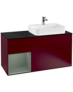 Villeroy und Boch Finion Villeroy und Boch Finion G392GMHB 120cm, cover plate black matt, Emotion, shelf left Olive Matt Lacquer , Peony Matt