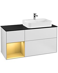 Villeroy und Boch Finion Villeroy und Boch Finion G392HFMT 120cm, cover plate black matt, Emotion, shelf left gold matt, white matt lacquer