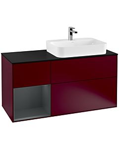 Villeroy und Boch Finion Villeroy und Boch G392HGHB 120cm, plaque de finition noir mat, Emotion, étagère gauche Midnight Blue Matt Lacquer , Peony Matt