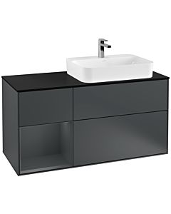 Villeroy und Boch Finion Waschtischunterschrank G392HGHG 120cm, Abdeckplatte black matt, Emotion, Regal links Midnight Blue Matt Lacquer, Midnight Blue Matt Lacquer
