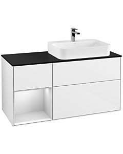 Villeroy und Boch Finion Villeroy und Boch Finion G392MTGF 120cm, cover plate black matt, Emotion, shelf left white matt lacquer, glossy white lacquer