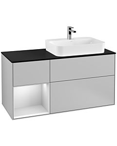 Villeroy und Boch Finion Villeroy und Boch Finion G392MTGJ 120cm, cover plate black matt, Emotion, shelf left white matt lacquer, light gray matt